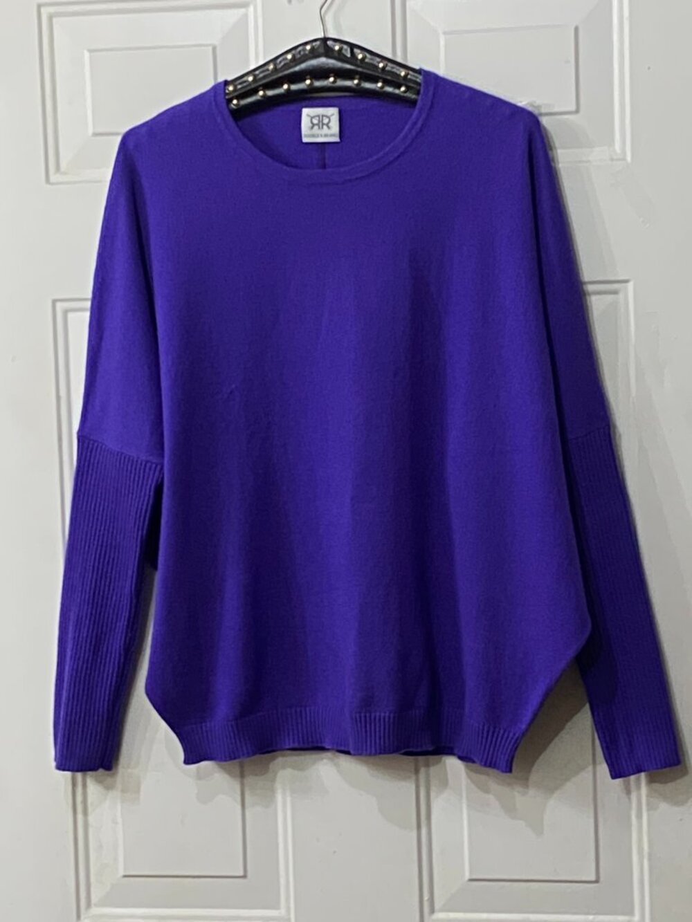 Double R Brand Cashmere Sz L Womens Sweater Crew Neck Purple Long Sleeve